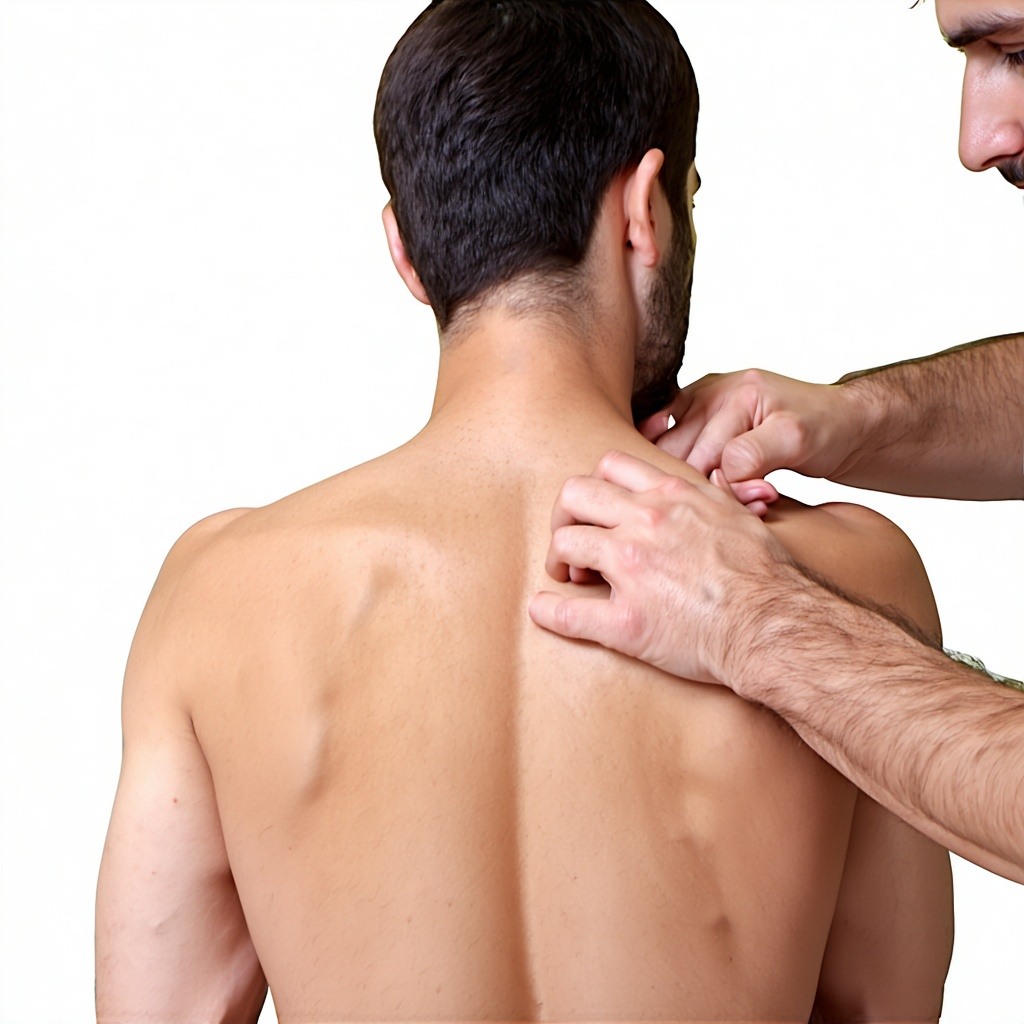 doing a back examination on a patient